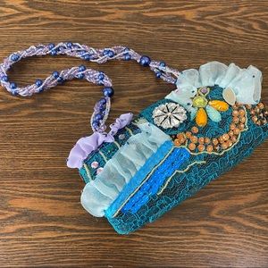 Mary Frances Laced Bejeweled Embellished Clutch Crossbody Bag